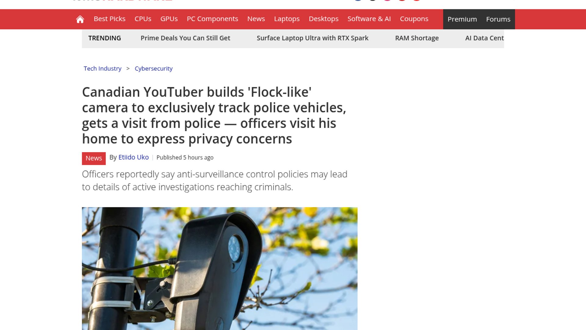 Flock-Like Camera Tracks Police, Draws Privacy Visit