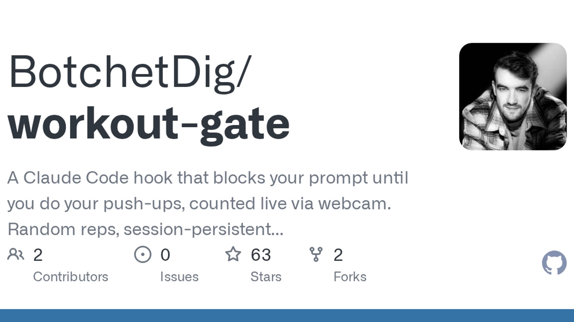 workout-gate blocks Claude Code until you exercise