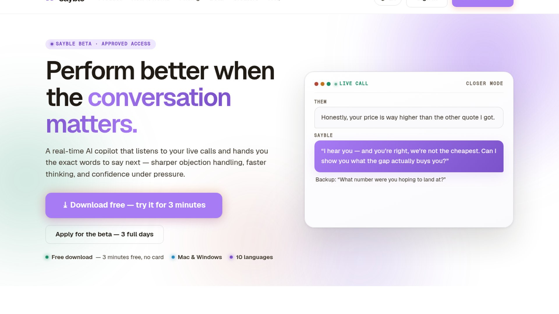Sayble launches live AI call copilot
