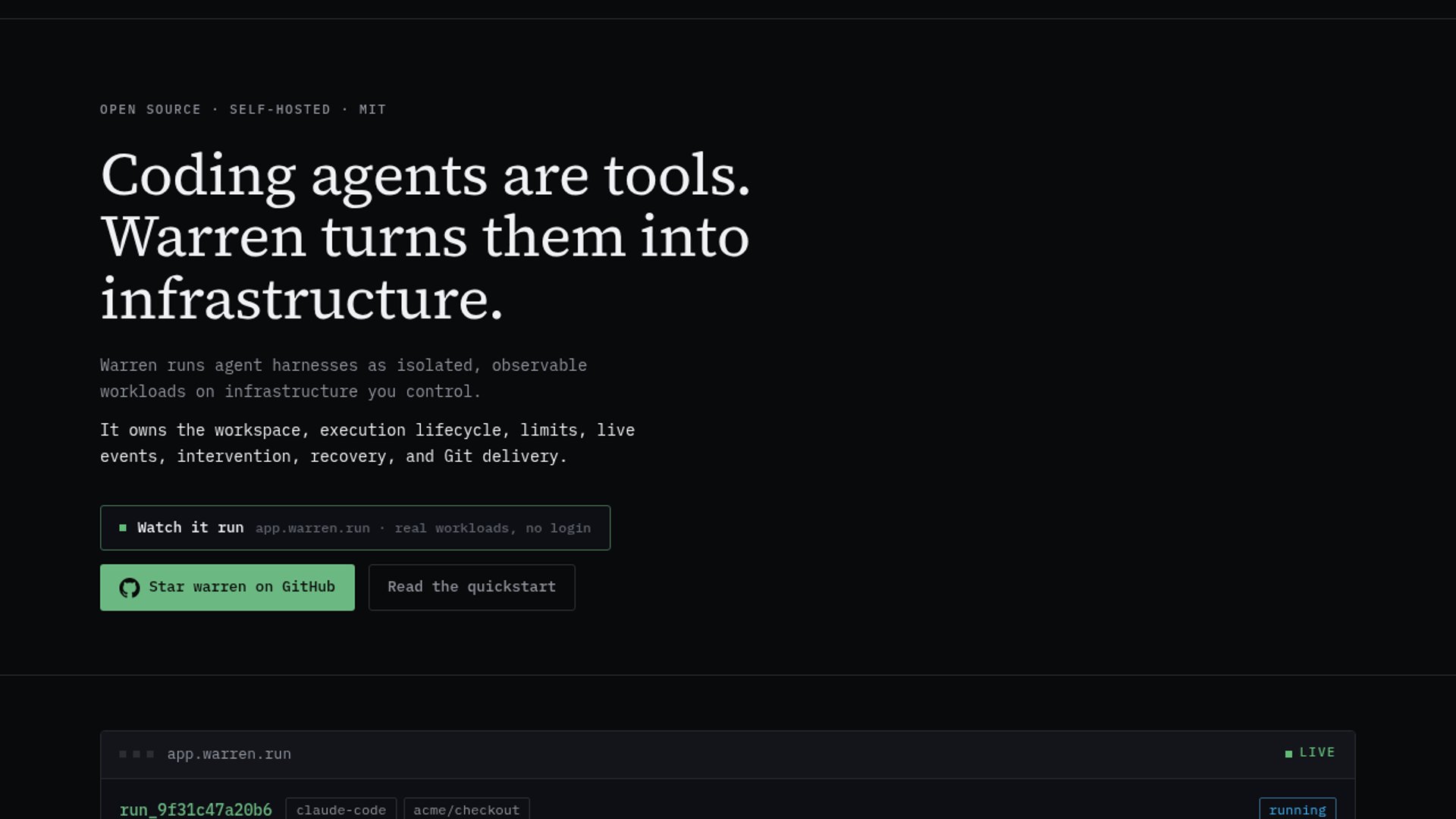 Warren turns coding agents into infrastructure
