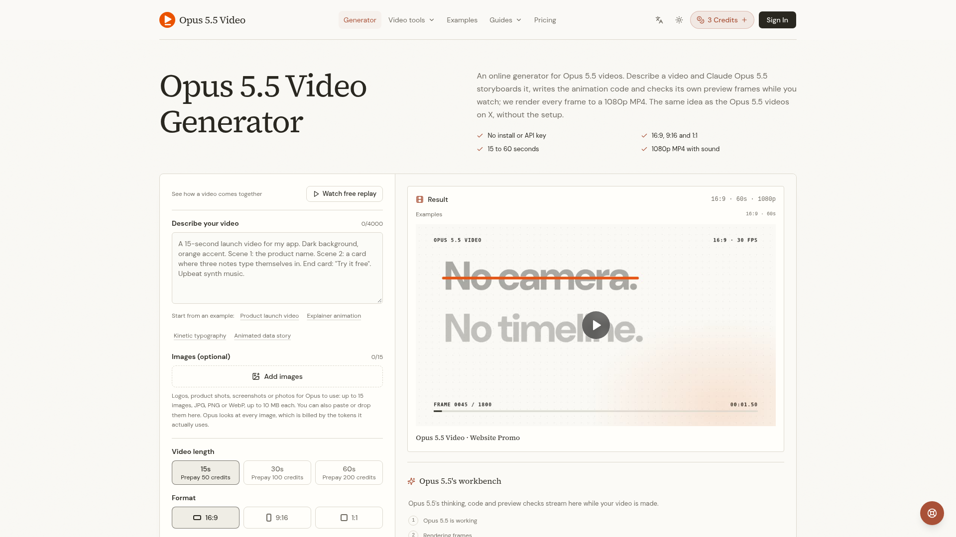 Opus 5.5 Generator Codes Motion Graphics.