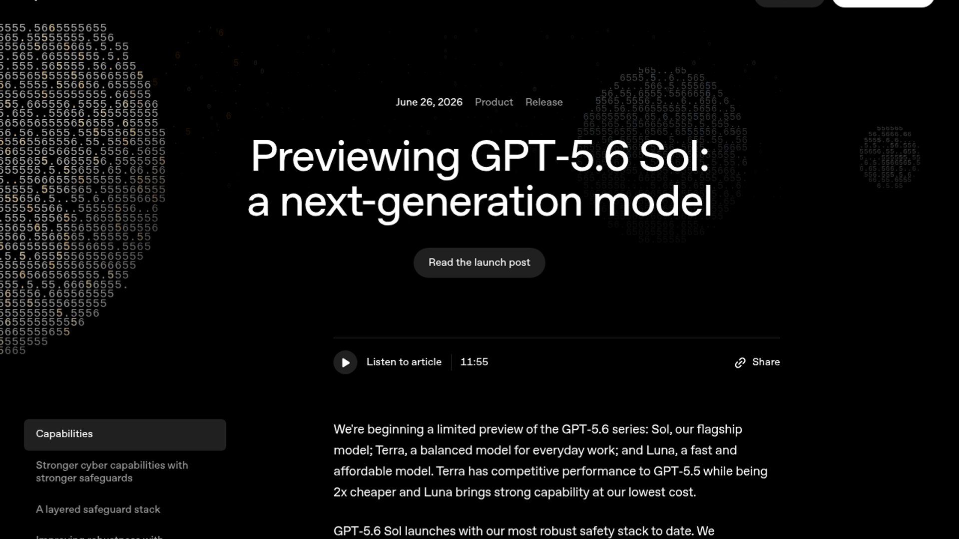 Brockman showcases GPT-5.6 Sol web design