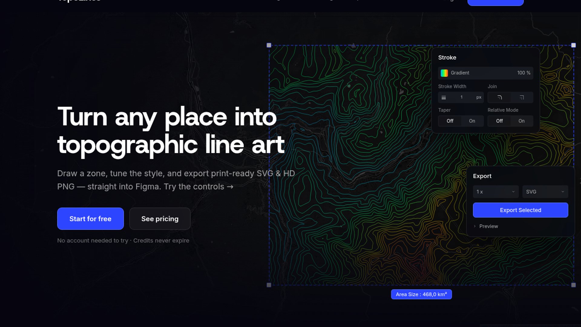 Topolines generates custom topographic vectors for Figma