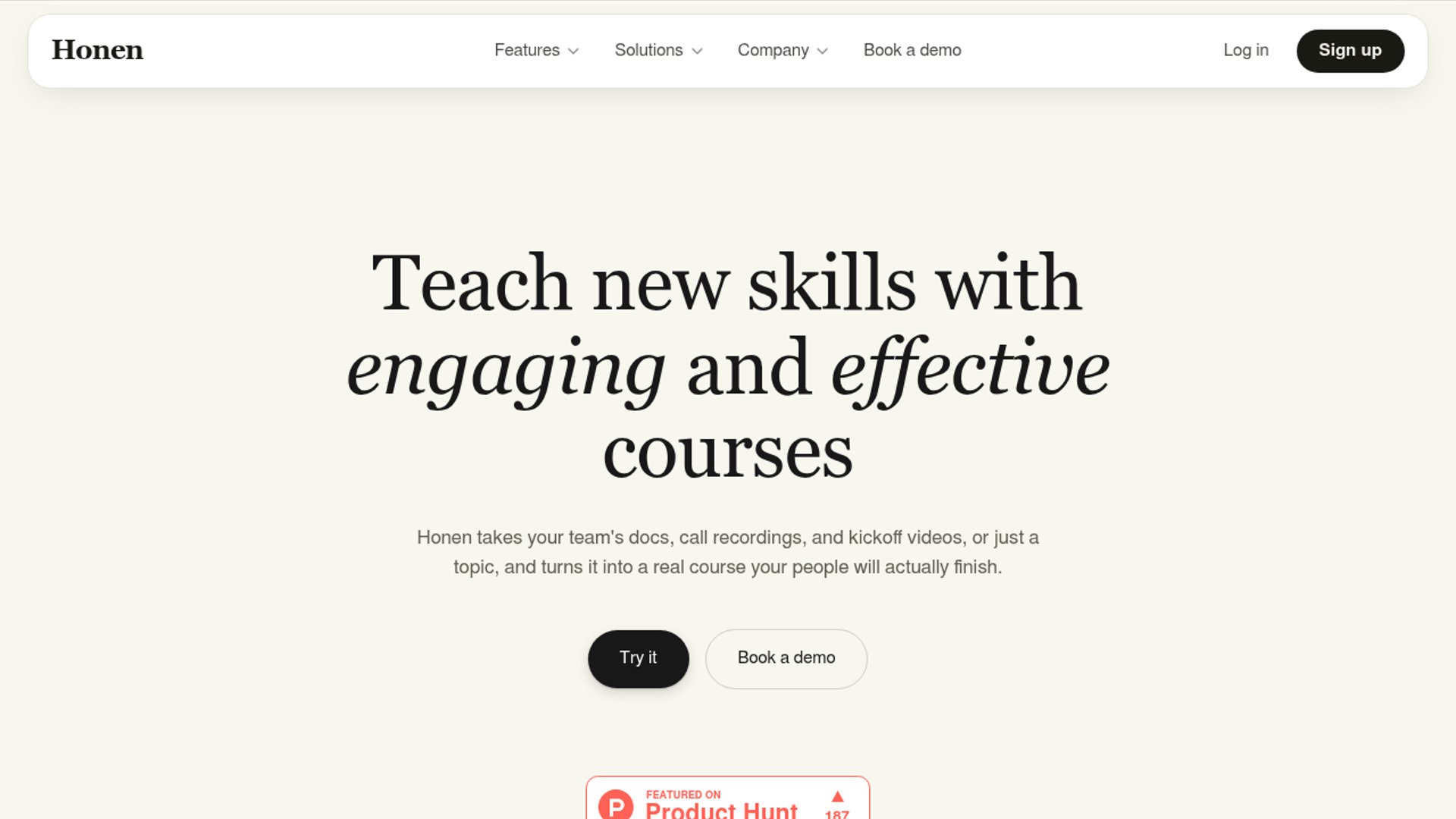 Honen is an AI-powered corporate learning platform that automatically converts internal documentation and processes into interactive, self-updating employee training courses.
