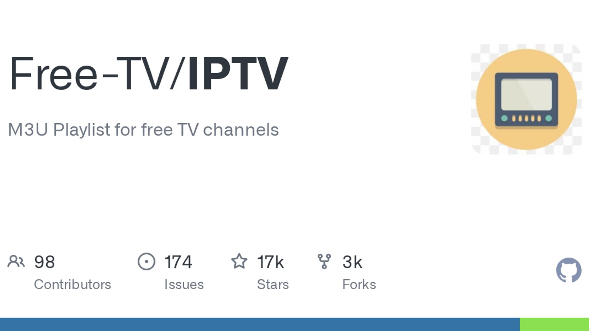 Free-TV/IPTV is a community-driven GitHub repository providing curated M3U playlists for streaming thousands of free, publicly available television channels worldwide.