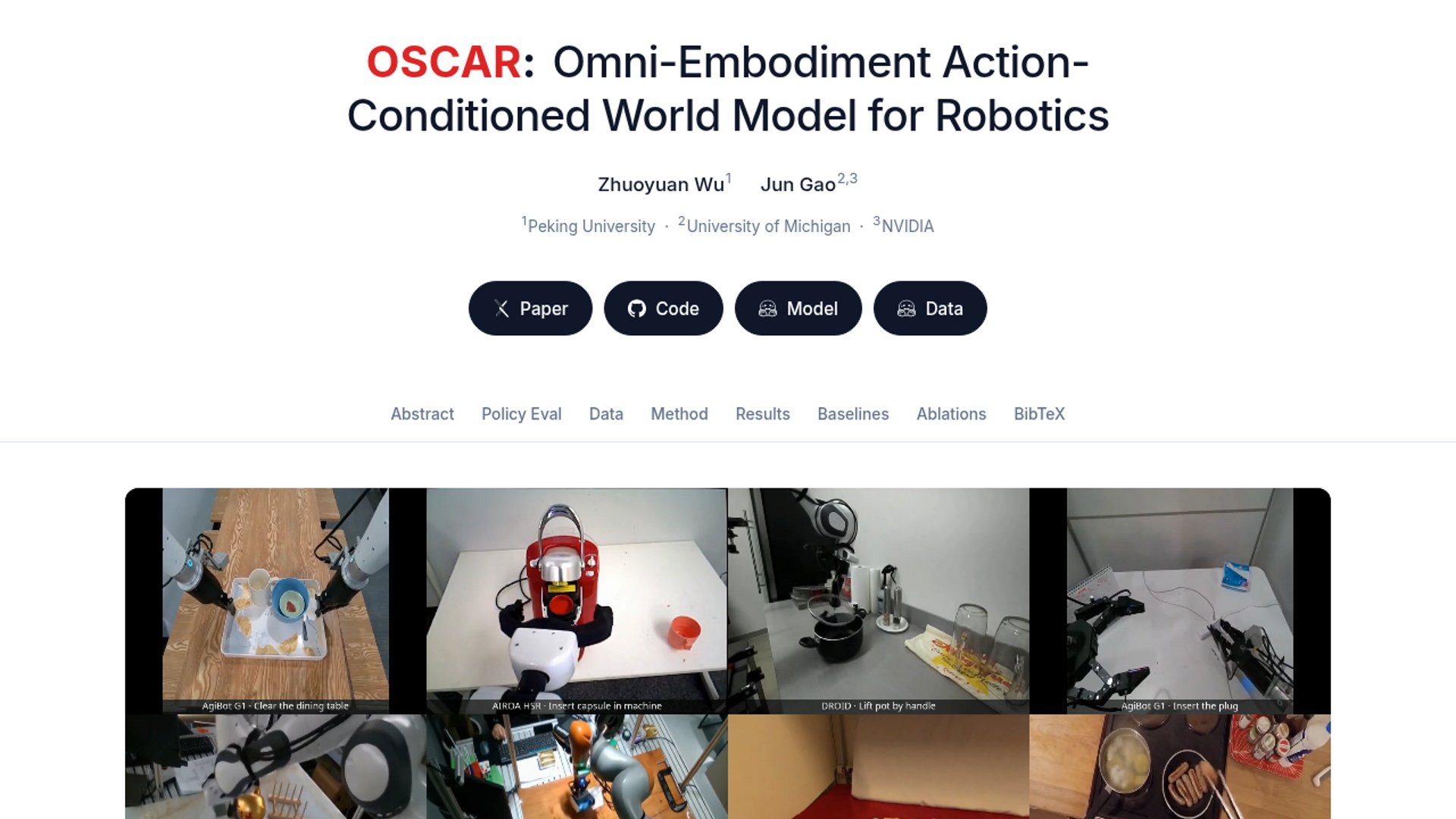 OSCAR robotics world model debuts