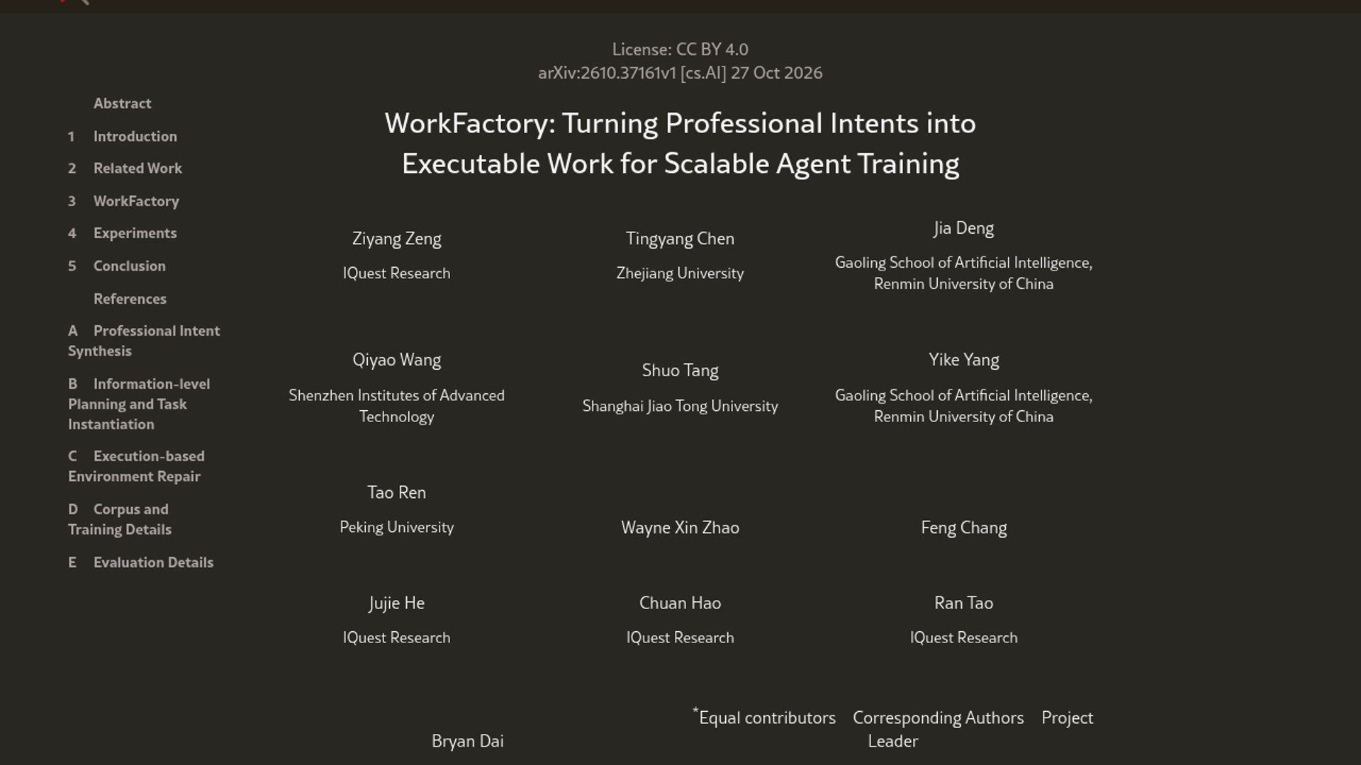 WorkFactory maps intents into executable agent tasks