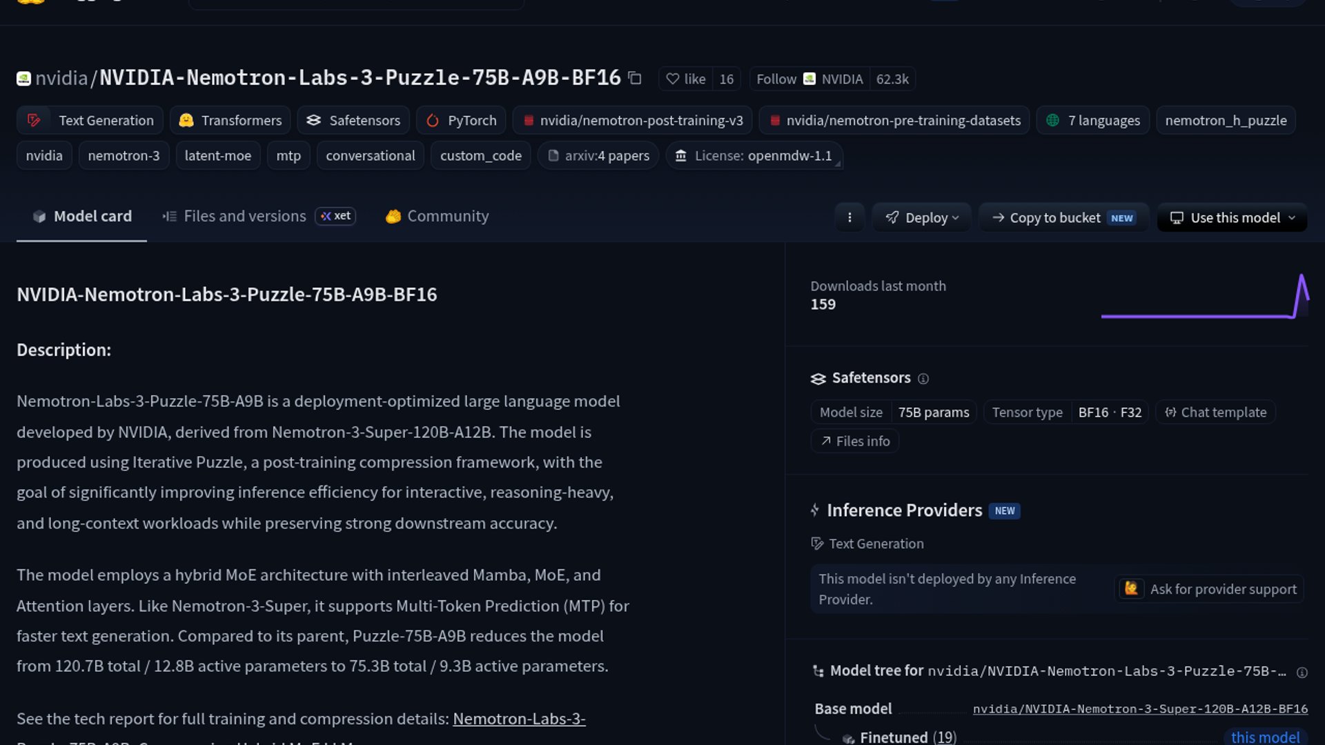 NVIDIA Puzzle-75B doubles hybrid MoE throughput