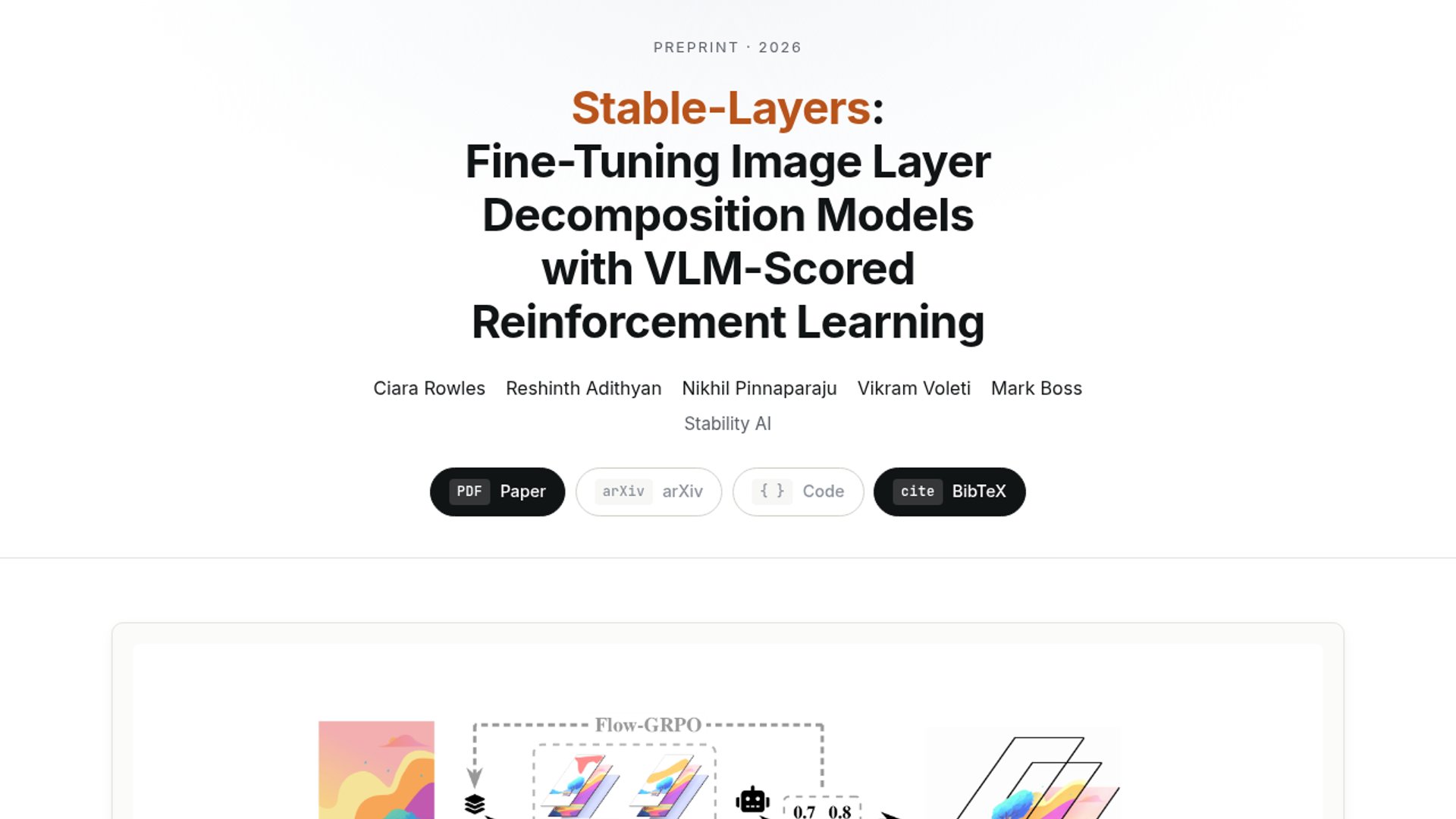 Stability AI releases Stable-Layers, a reinforcement learning framework that trains image layer decomposition models without paired supervision data using Flow-GRPO and VLM feedback.