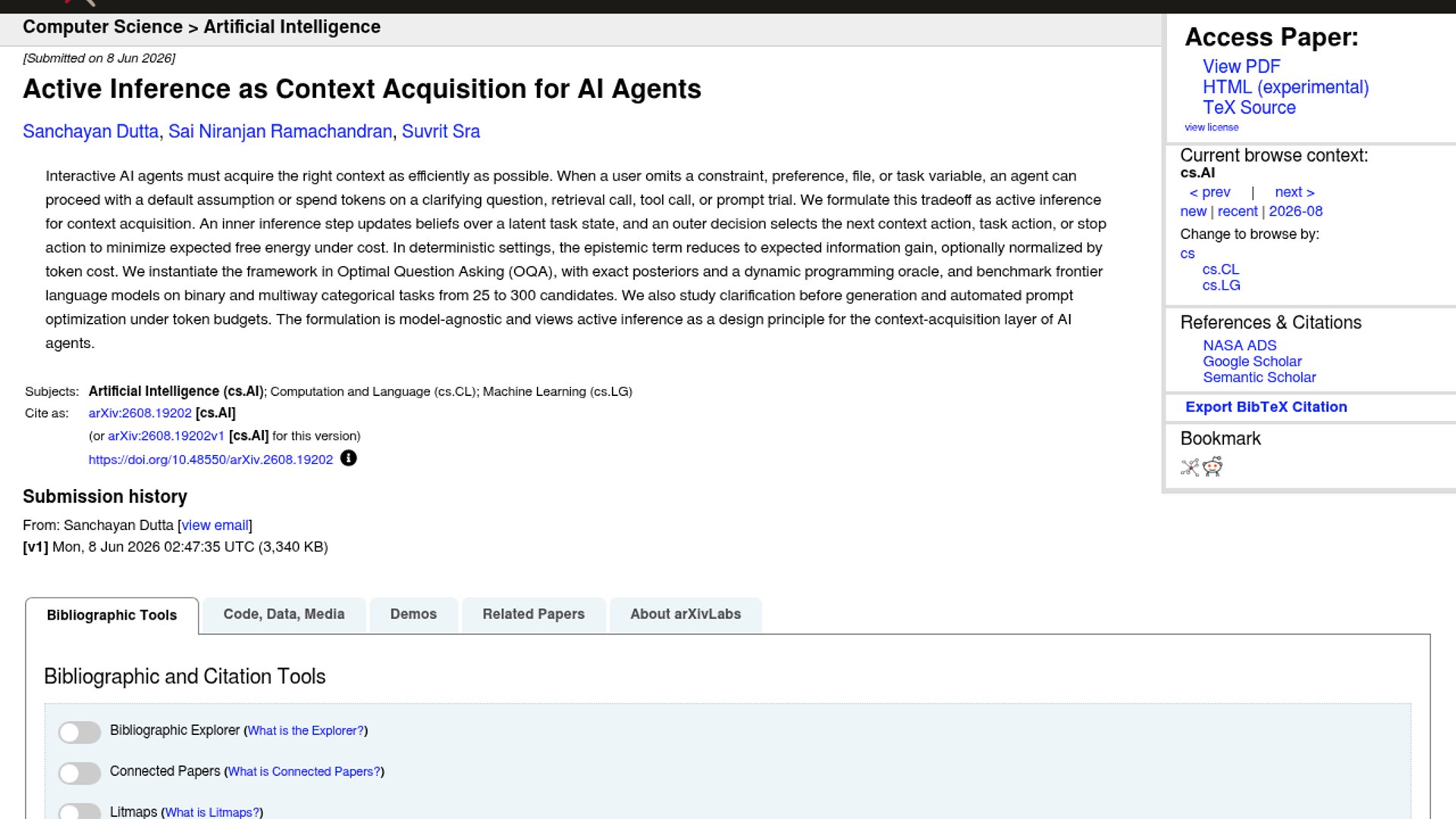 Active Inference Reframes AI Agent Context