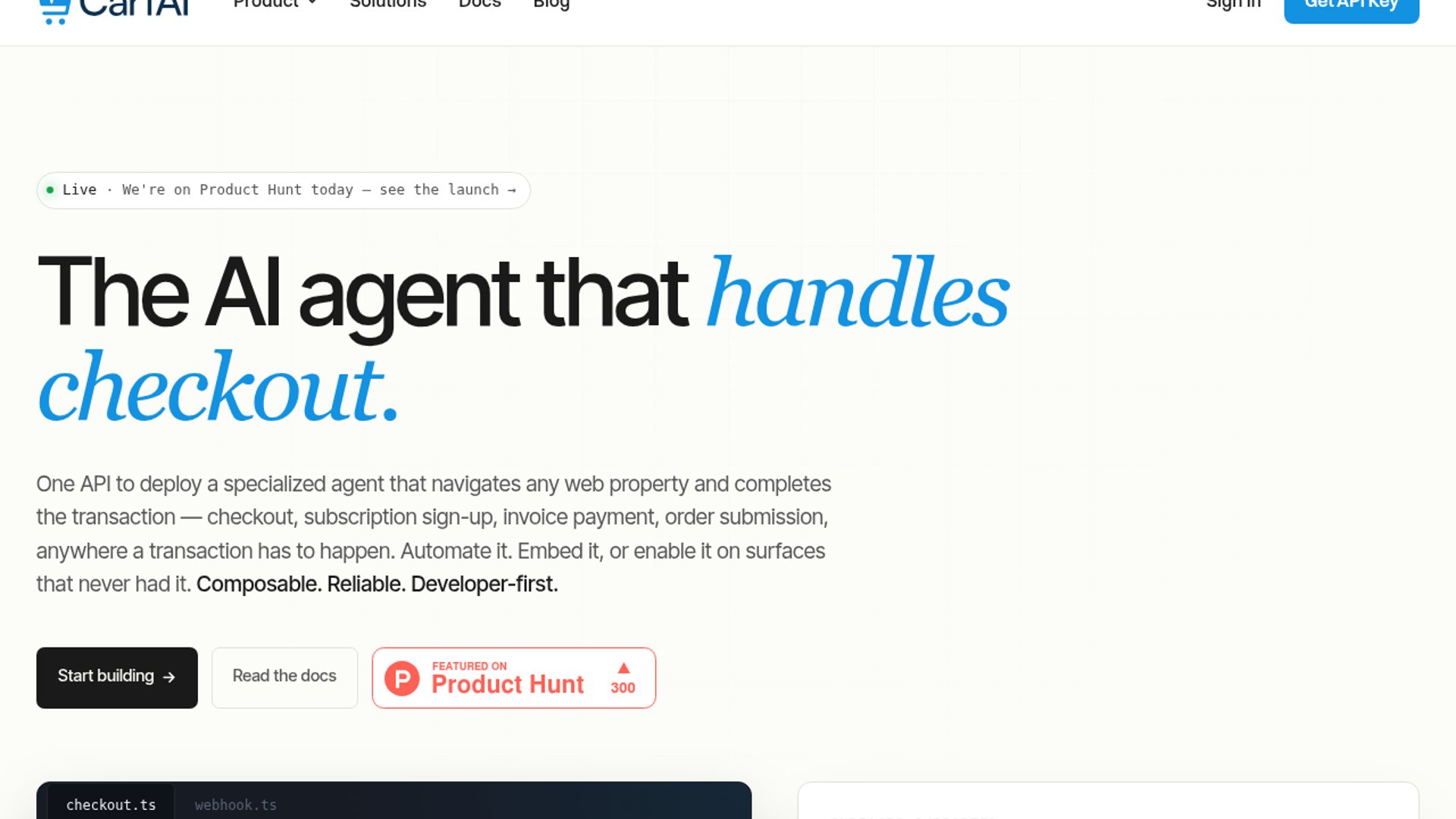 CartAI launches developer-first checkout API