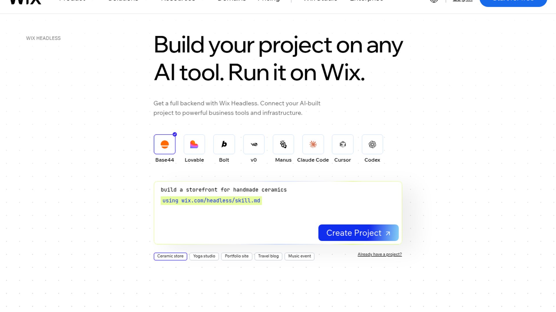 Wix Headless plugs into Grok Build