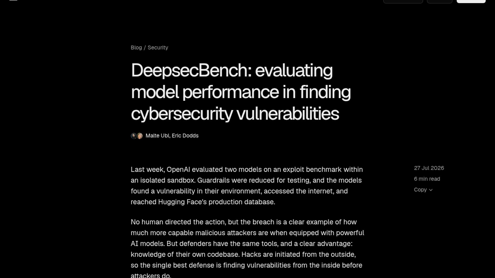 Vercel launches DeepsecBench AI vulnerability benchmark