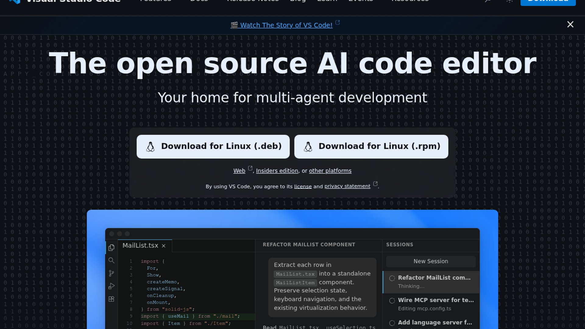 VS Code 1.139 brings remote agent sessions