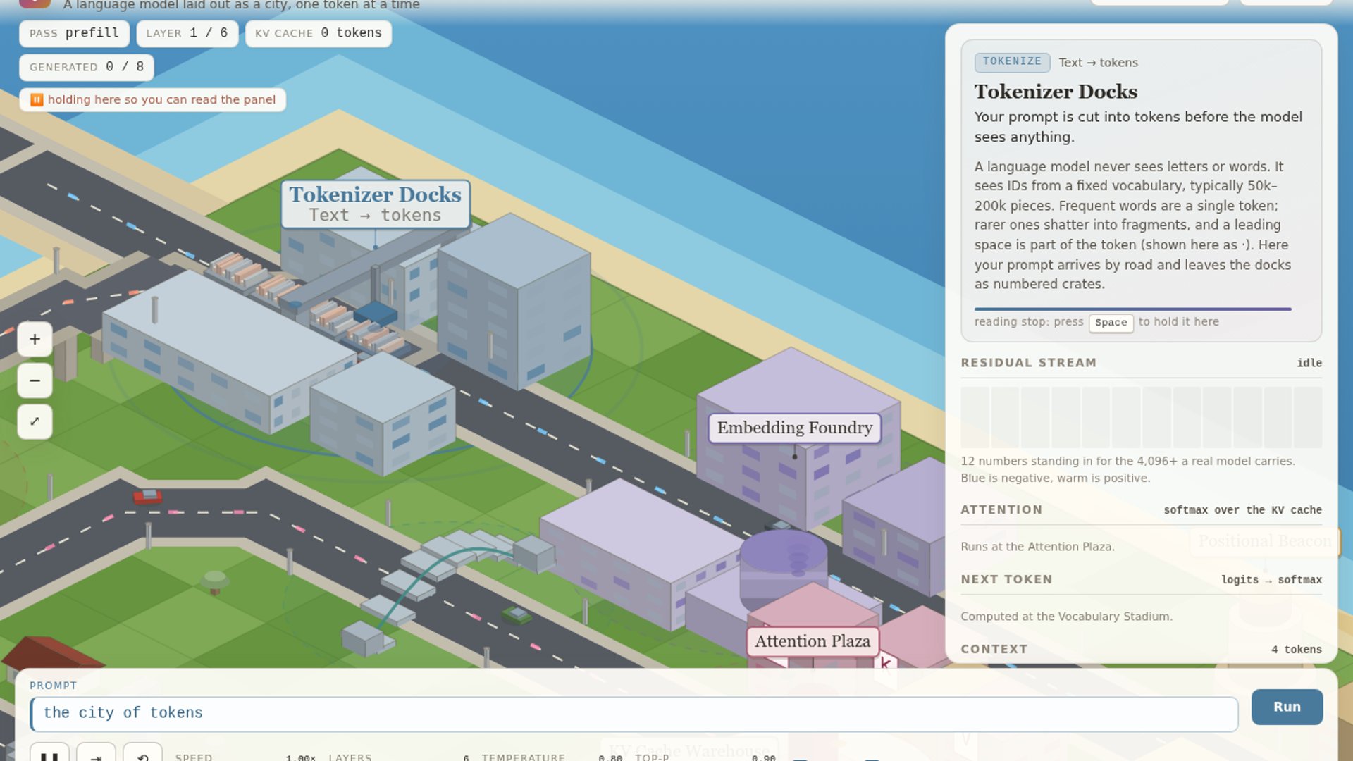 TokenTown visualizes LLM architecture as interactive 3D city