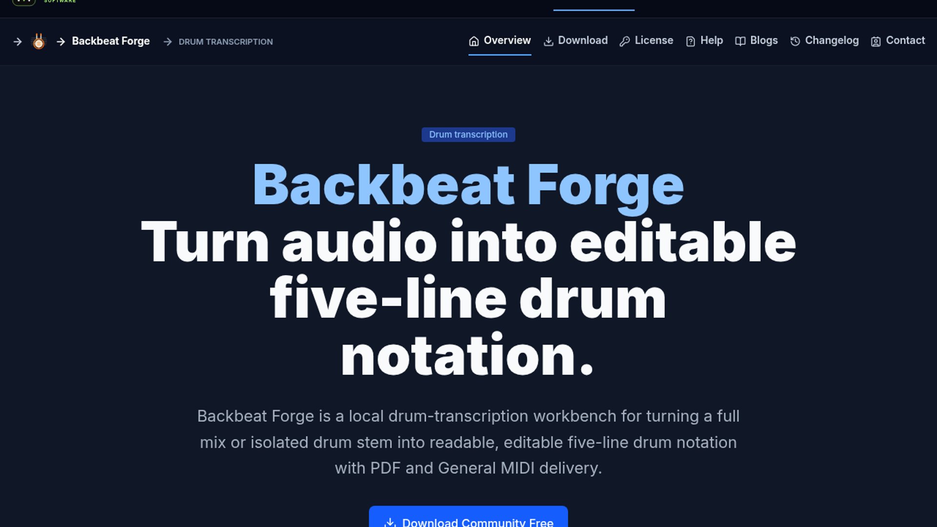 Backbeat Forge transcribes drum audio to scores