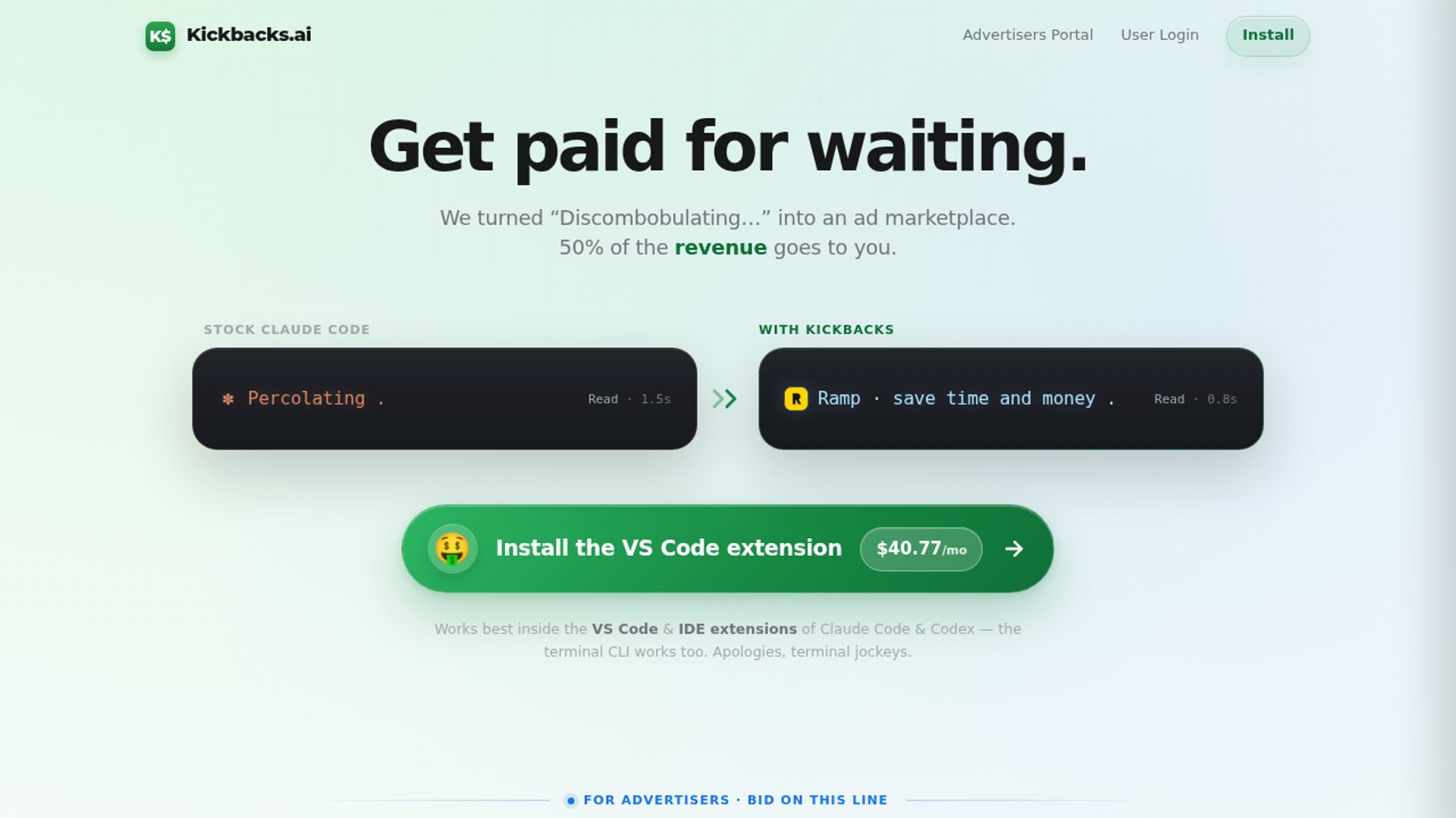 Kickbacks monetizes Claude Code wait states