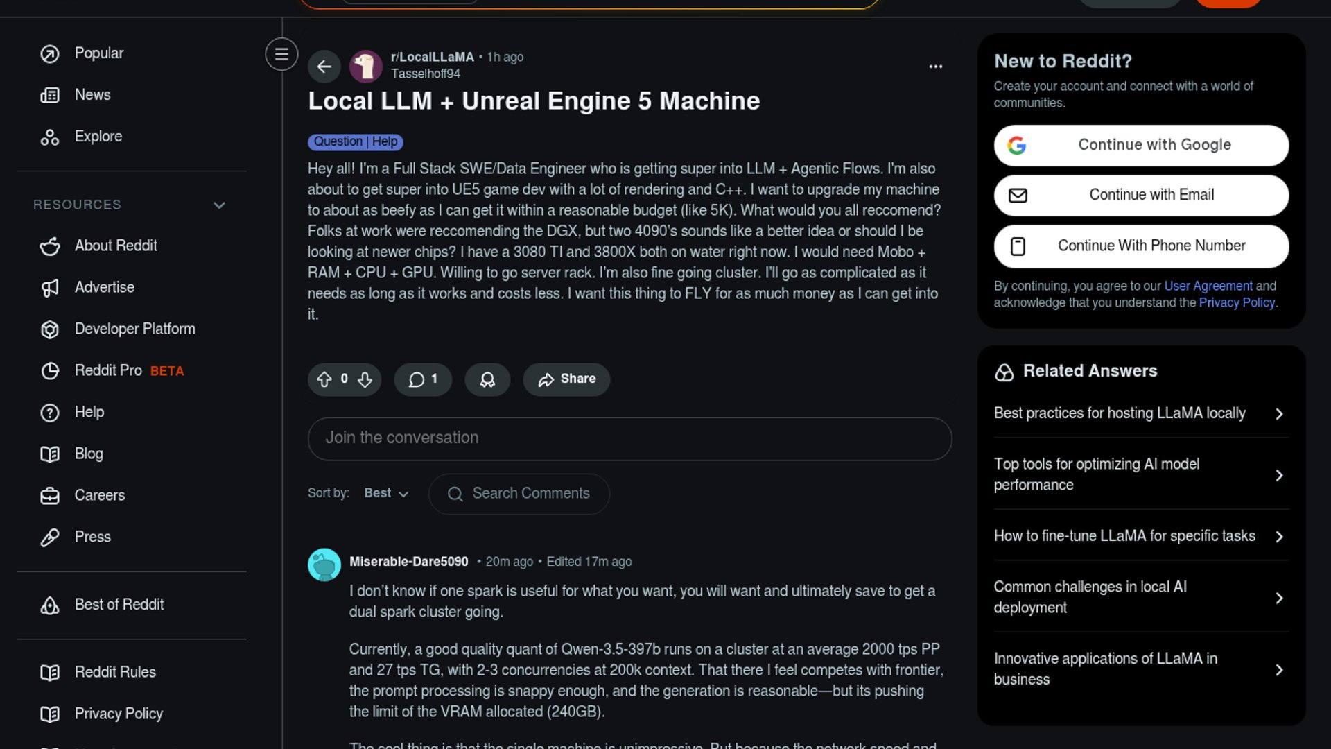 Developers eye optimal $5K rigs for LLMs, UE5