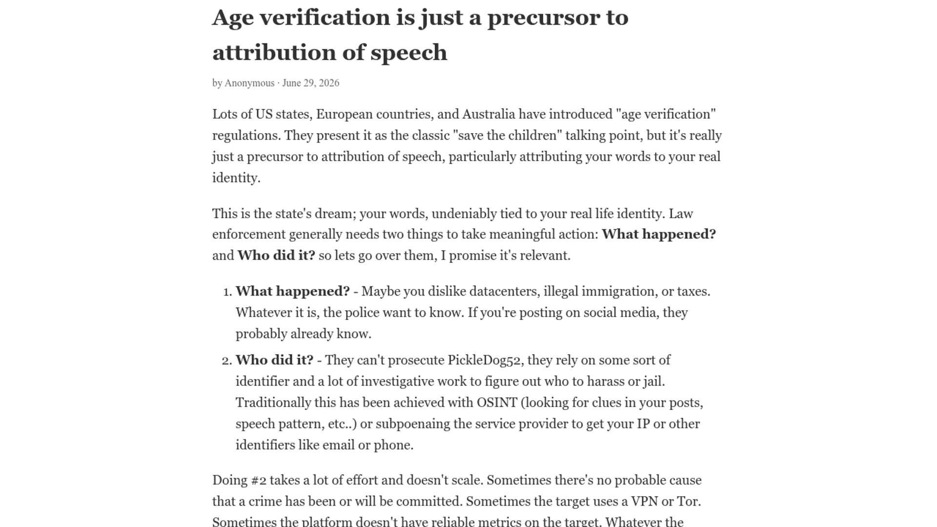 Age verification laws force identity attribution
