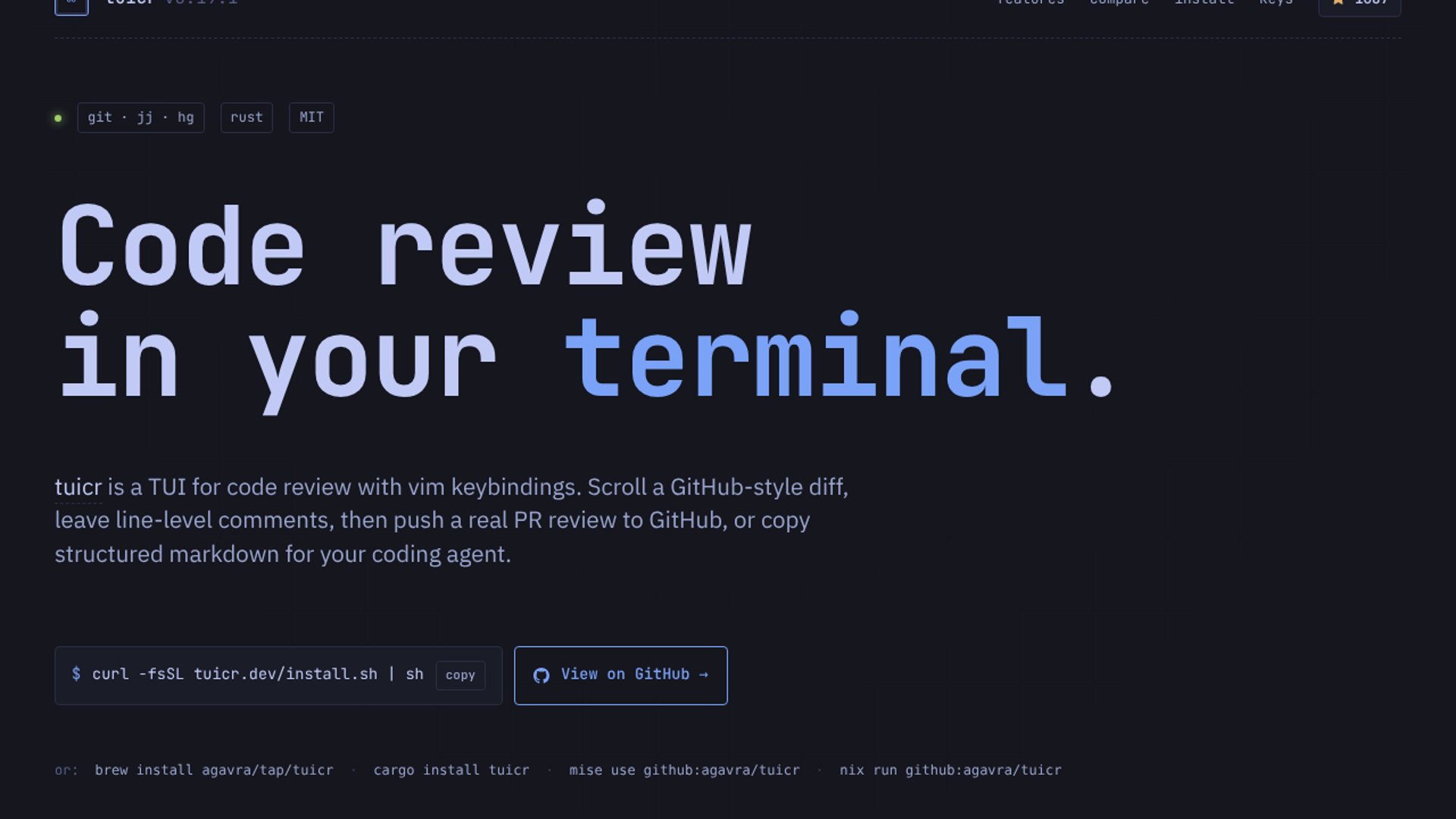 tuicr brings terminal-native code reviews to CLI