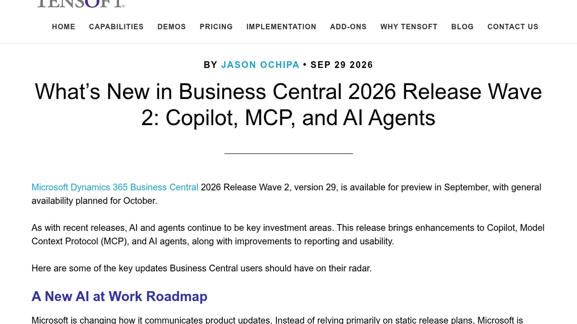 Business Central 29.0 expands Copilot, MCP