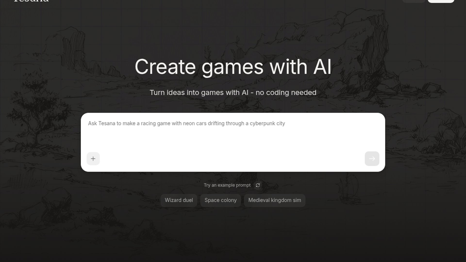 Tesana AI demos prompt-driven game creation