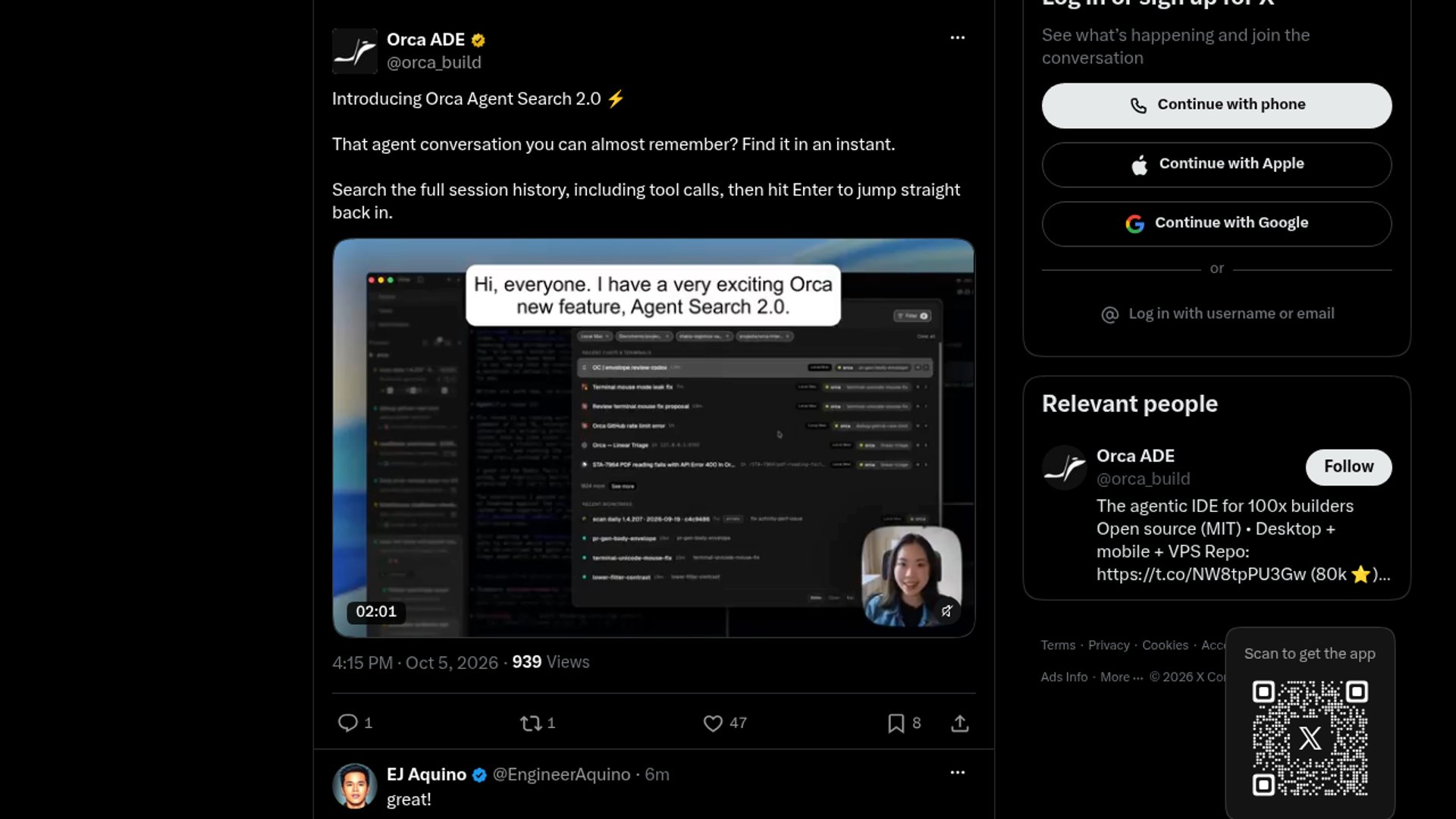 Orca Ships Agent Search 2.0