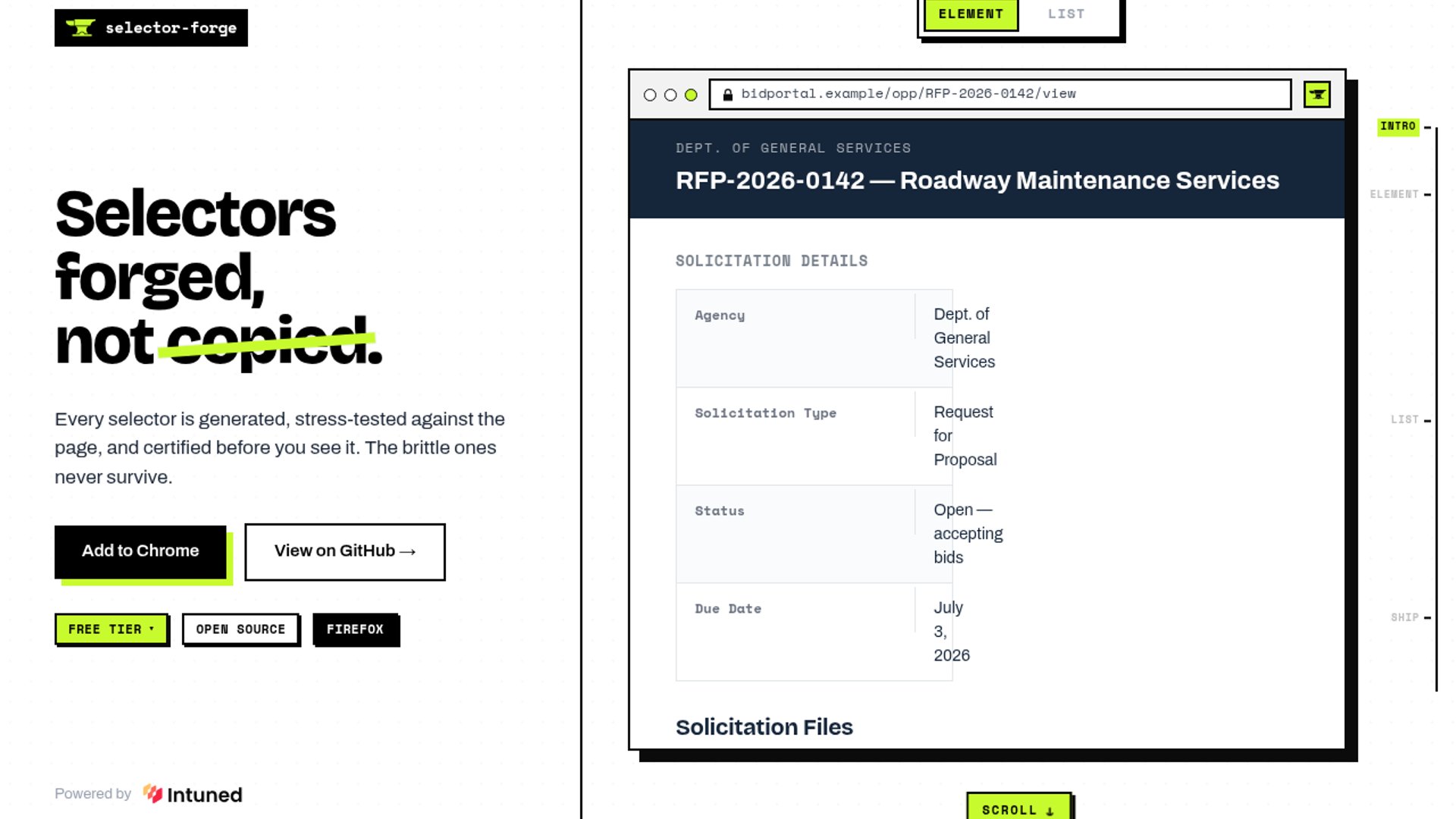 Selector Forge is an open-source browser extension that uses AI to generate resilient, semantic CSS and XPath selectors.