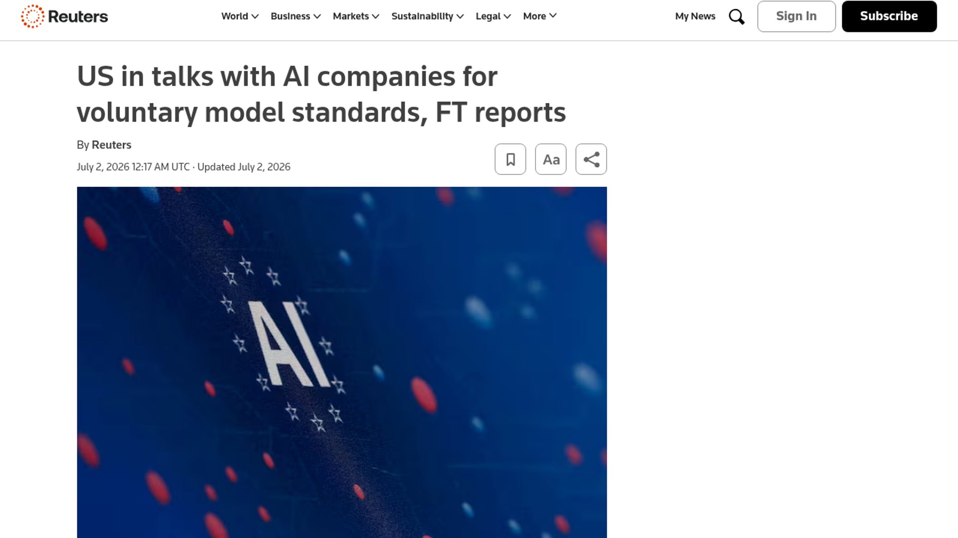 US advances talks on voluntary AI model standards