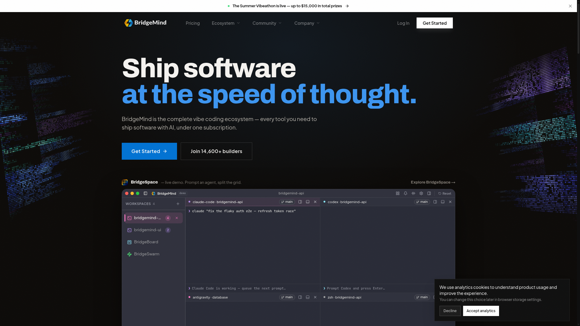 BridgeMind Streams 10-Hour Vibe-Coding Session