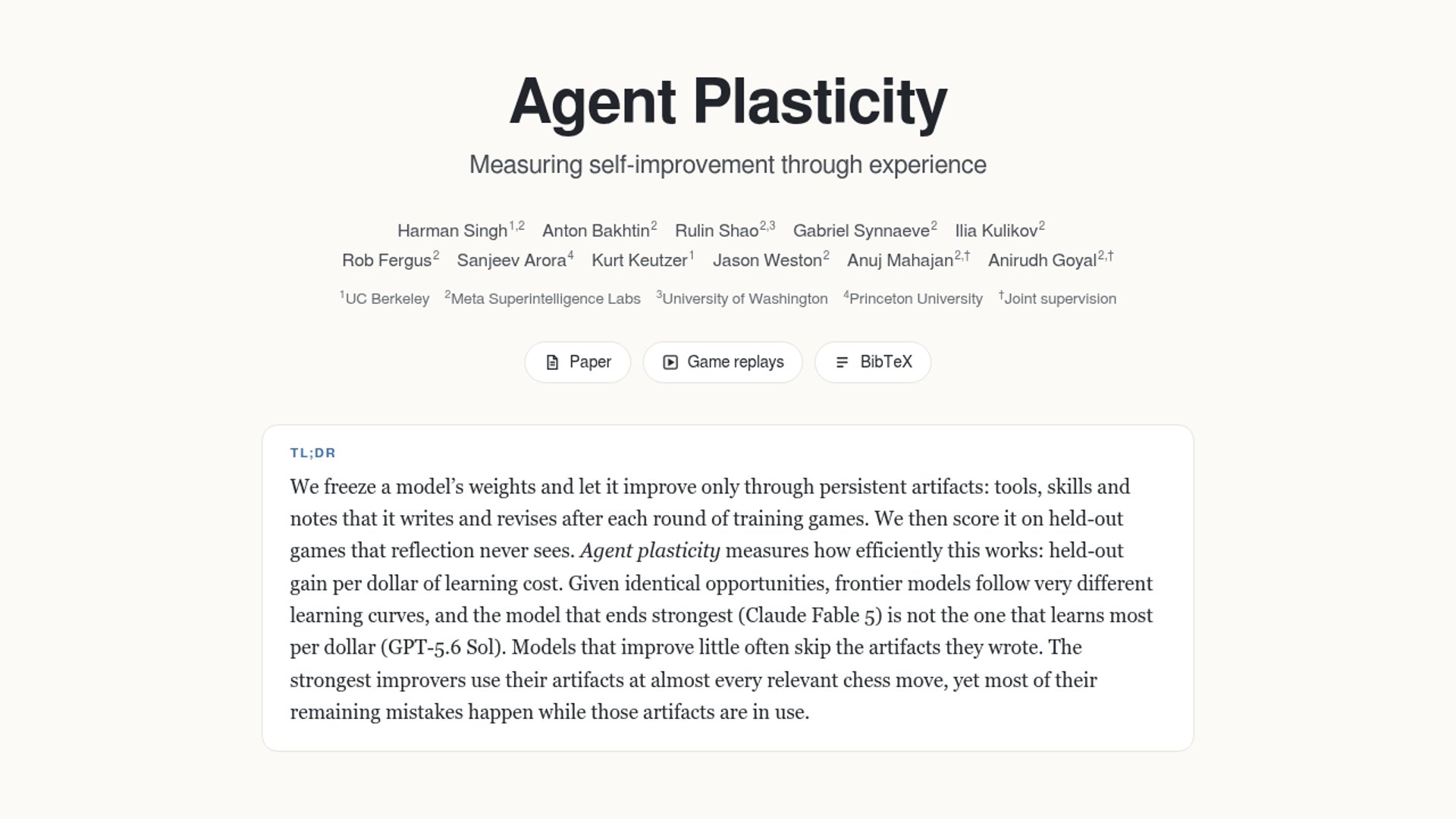 Agent Plasticity Prices Agent Self-Improvement