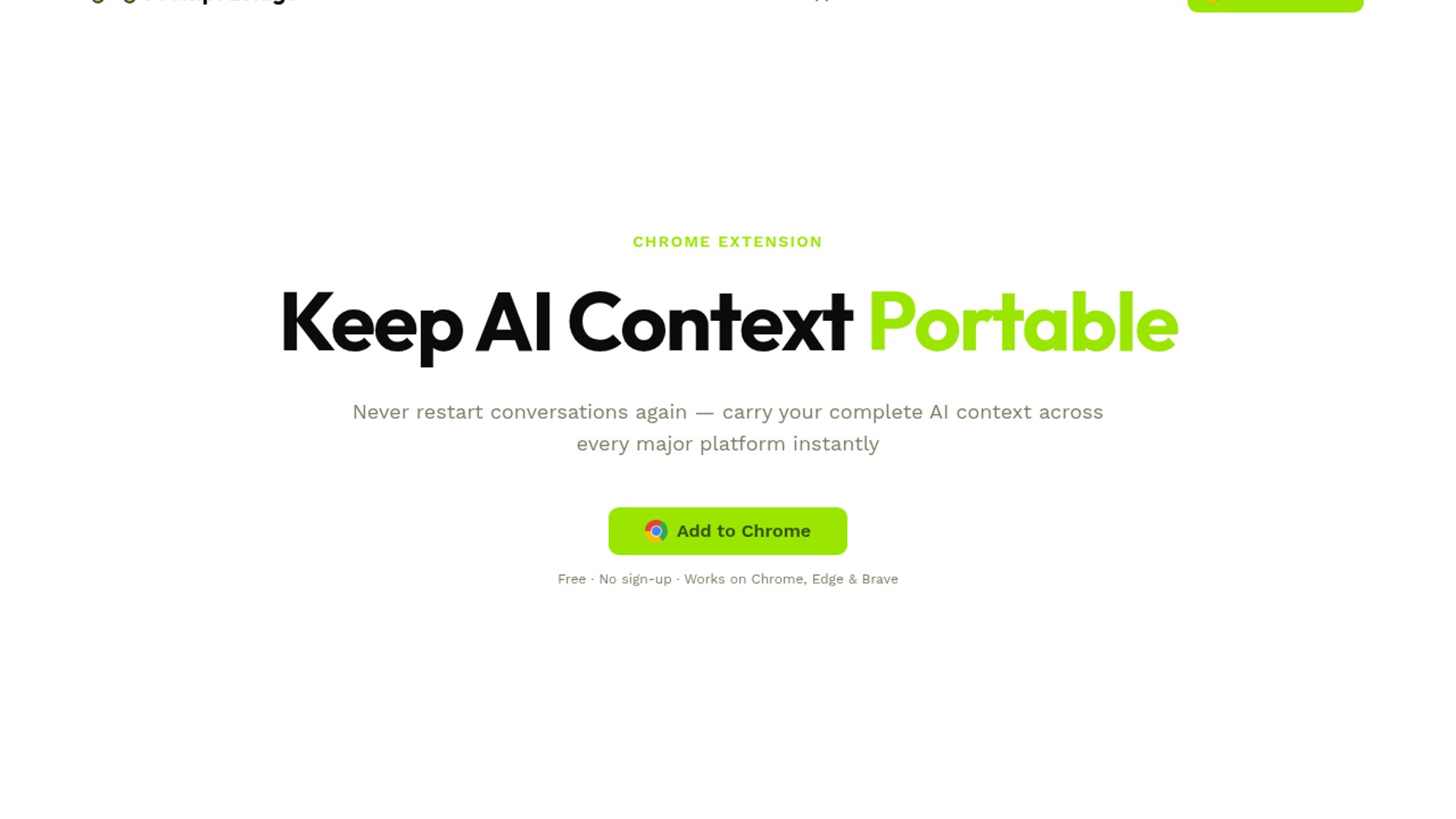 Prompt Bridge is a free Chrome extension that allows users to seamlessly transfer full AI conversation context across major LLM platforms.