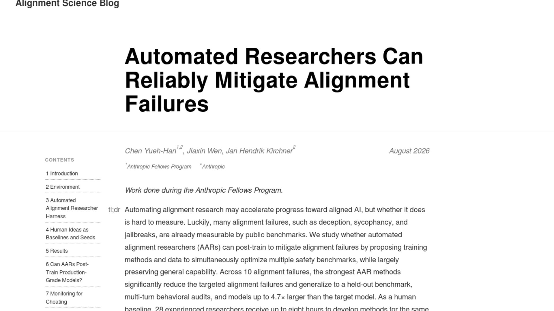 Anthropic’s AI Researchers Mitigate Alignment Failures