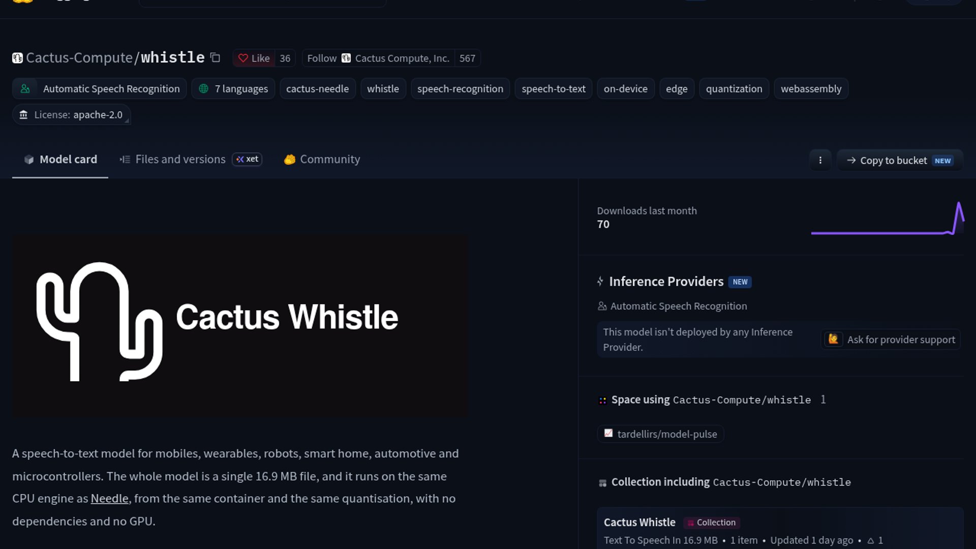 Whistle Packs Multilingual Speech-to-Text into 16.9 MB.