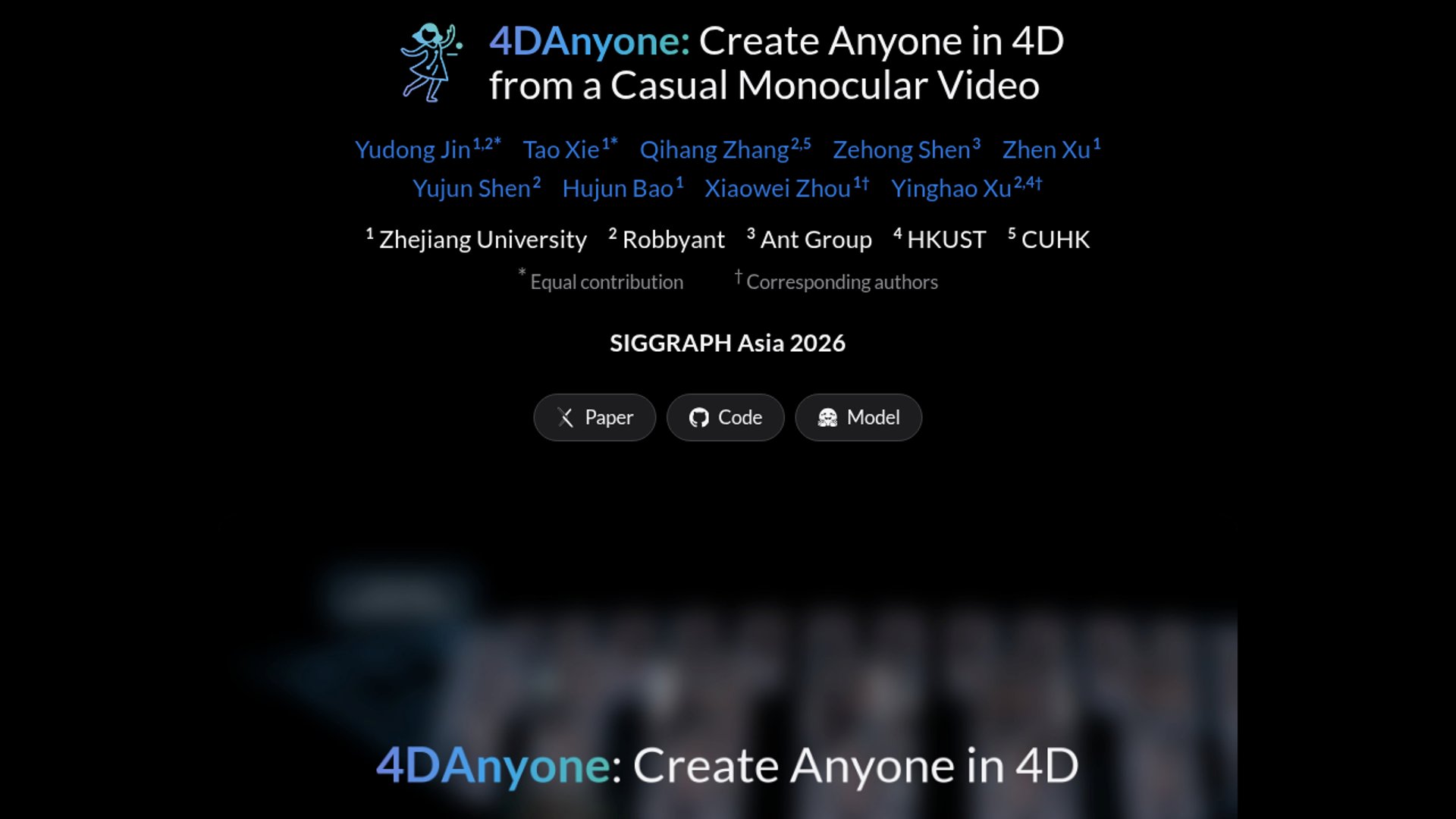 4DAnyone turns casual video into 4D