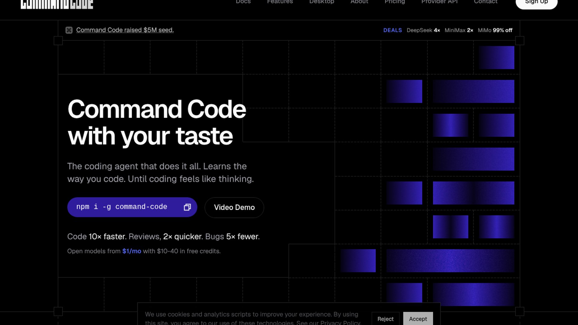 Command Code adds DeepSeek V4 Flash tier