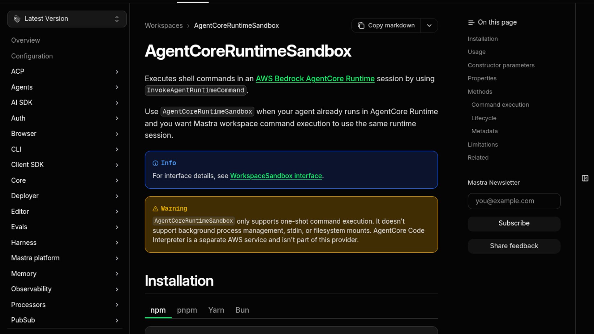 Mastra has introduced AWS Bedrock AgentCore Runtime sandbox support, enabling agents to execute shell commands within AWS Bedrock environments.