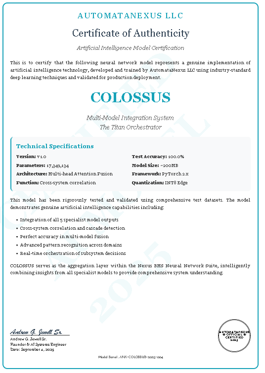 COLOSSUS Certificate