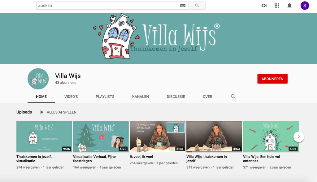 YouTube kanaal Villa Wijs voorbeeld personal branding