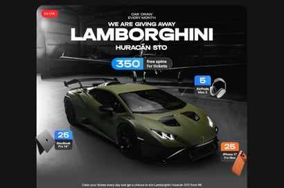 1win Lucky Drive Lamborghini Huracan STO