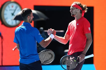 Alexander Zverev Novak Djokovic hands