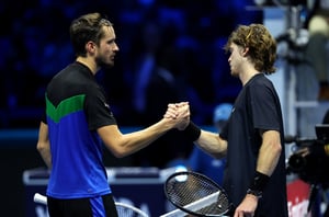 Daniil Medvedev hands Andrey Rublev