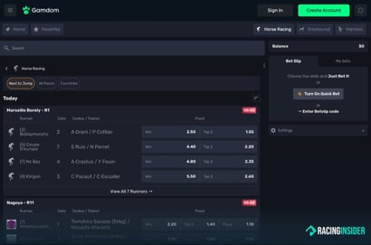 Gamdom Racing Page Racing Insider