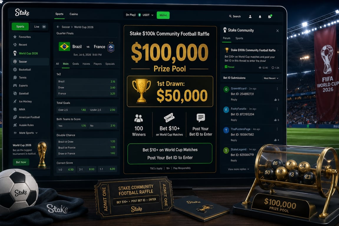 Stake $100k Community Football Raffle: FIFA World Cup 2026