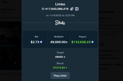 $133K Limbo Multiplier Win