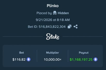 1M Stake Plinko Win2