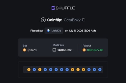 300K Shuffle Coinflip Win
