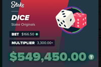 $550K Stake Originals Dice Win