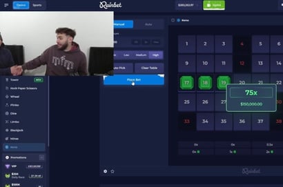 Adin Ross 150K Rainbet Keno Win