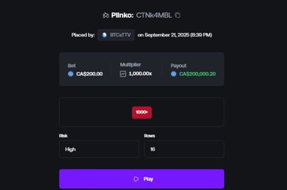 BTCsTV Shuffle Plinko Max Win